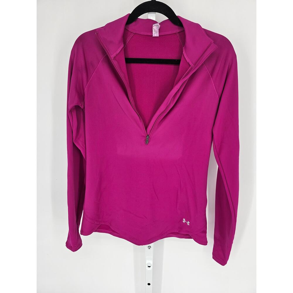 Under Armour Women's Pink Cold Gear Half-Zip Fitted Sweatshirt Size M